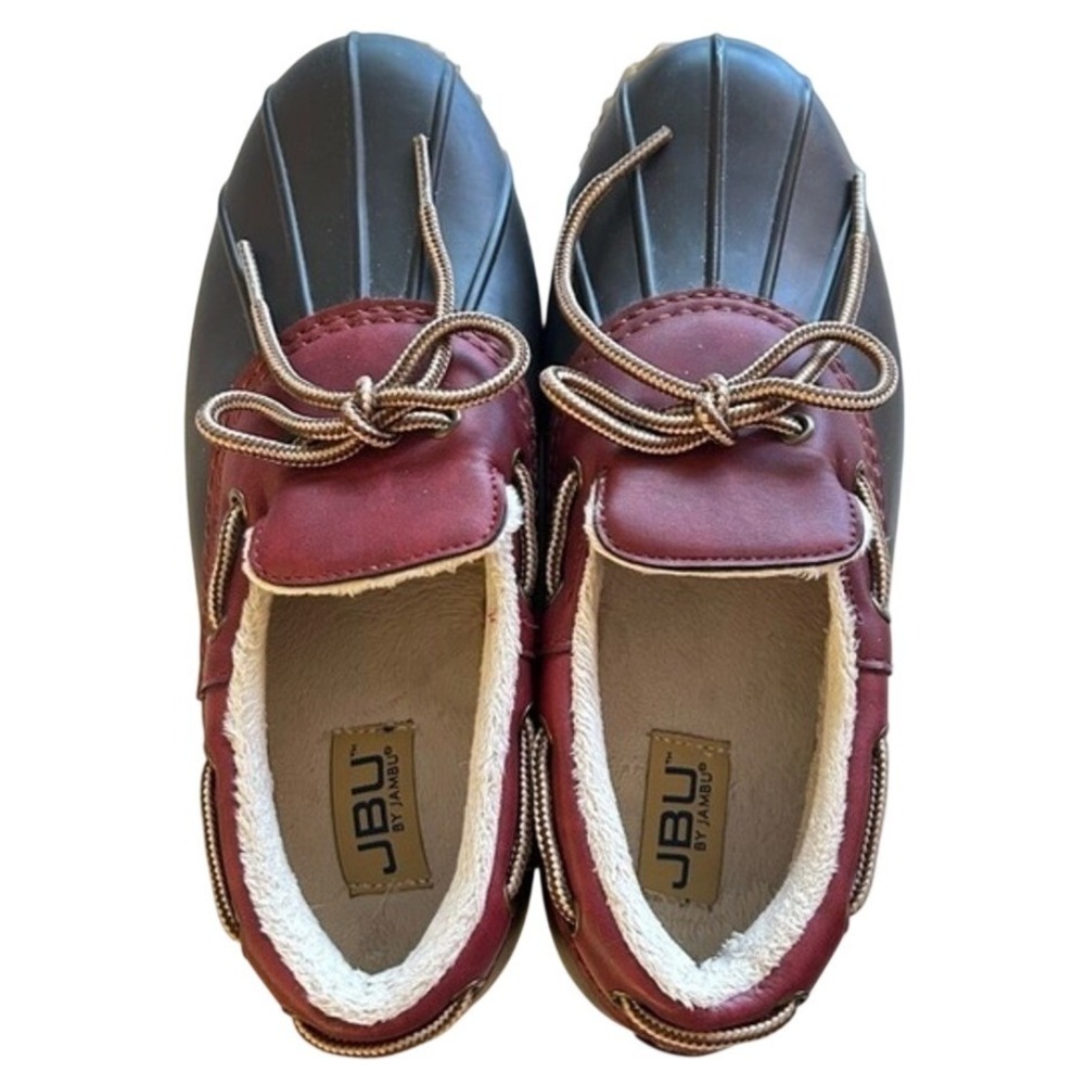 JBU by Jambu Womens Waterproof Duck Shoe Gwen 8M Navy Burgundy Faux Fur Lined